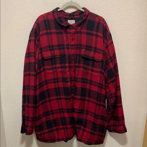 L.L. Bean Red and Black Plaid Shirt Jacket